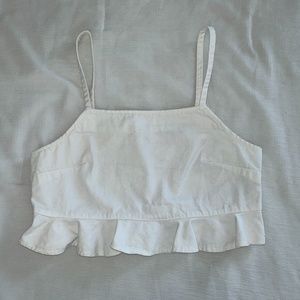 Forever 21 White Denim Crop Top Size Large